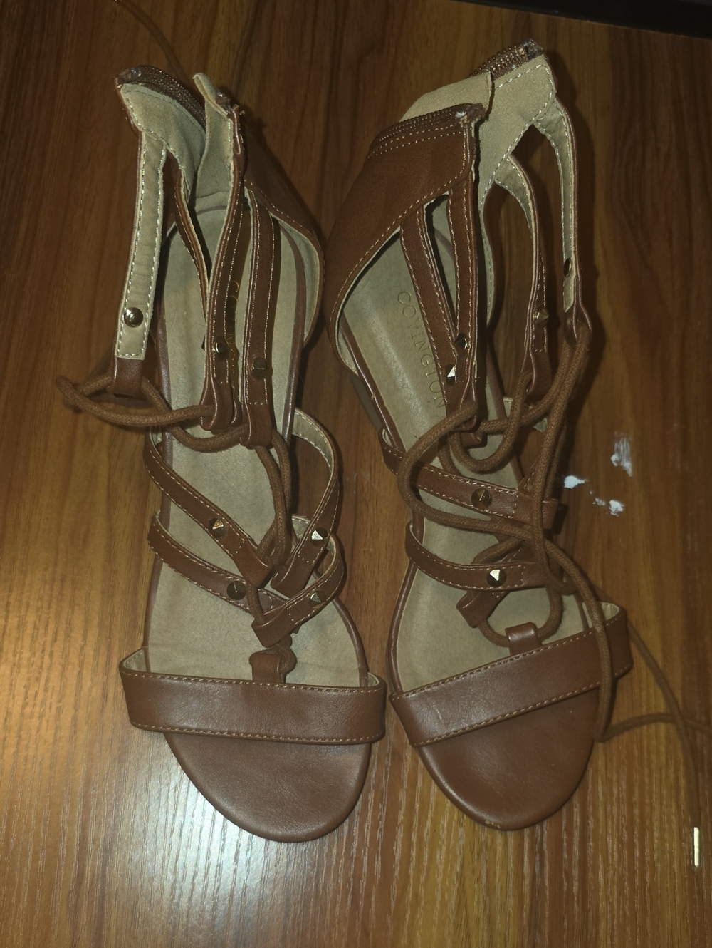 Covington Brown Lace-Up Gladiator Sandals